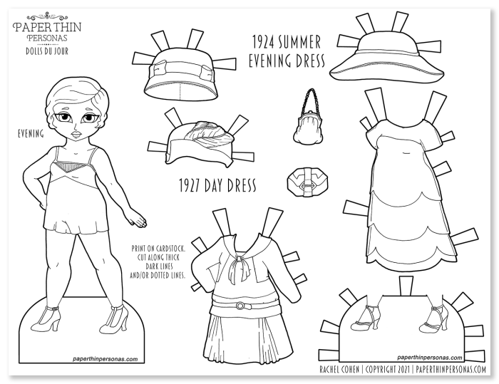 A Free 1920s Printable Paper Doll with Dresses