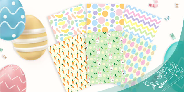 Pastel Coloured Easter Themed Pattern Posters Pack - Twinkl