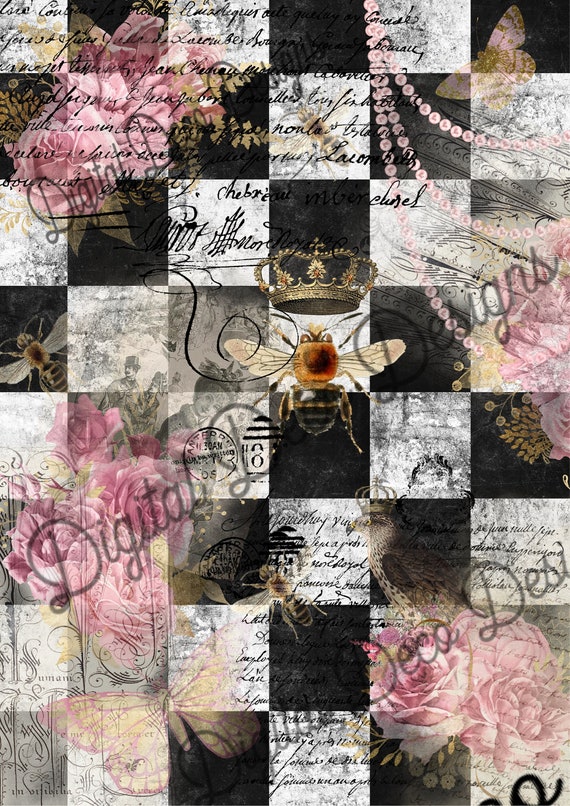 Digital Printable Decoupage Paperinstant Downloadroyal Queen Beea4 ...