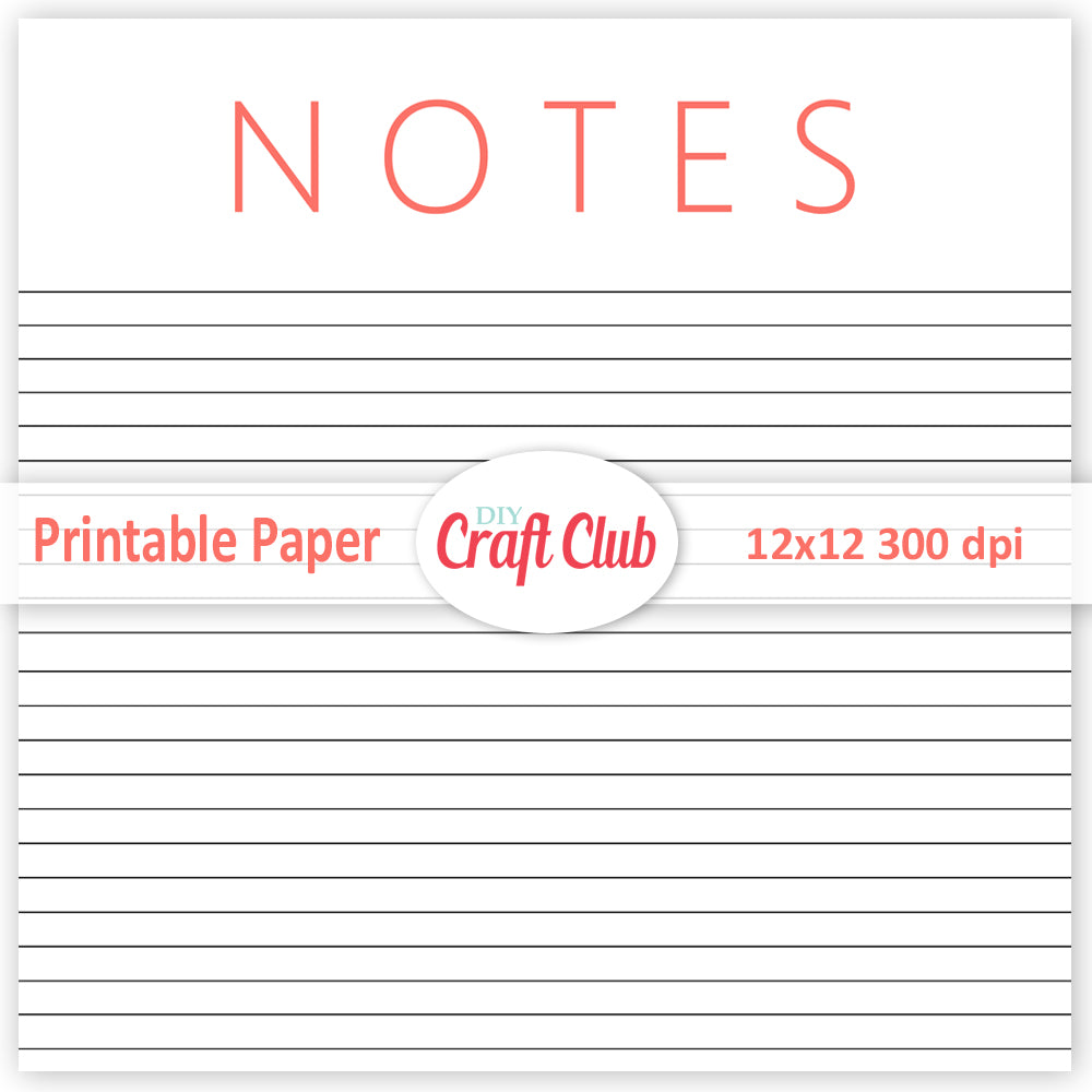 Printable Lined Paper | Digital Download - DIY Craft Club