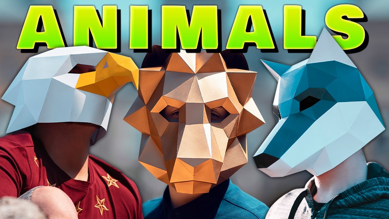 Animal Masks to Make with Paper or Cardboard in 3D | Low Poly ...