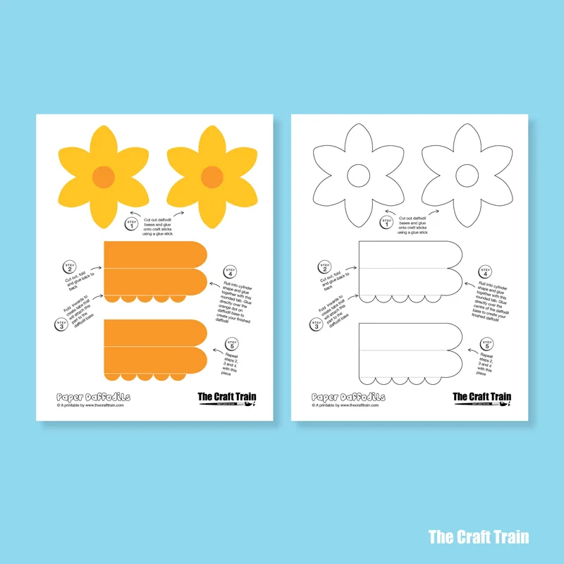 Printable paper daffodil craft - The Craft Train