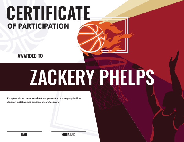 Cheerleading Participation Certificate Printable Certificate