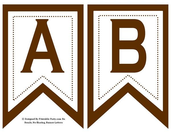 5x8 Inch Swallowtail Brown Printable Banner Letters