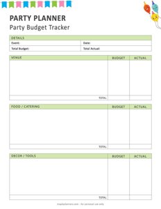 Printable Party Planner