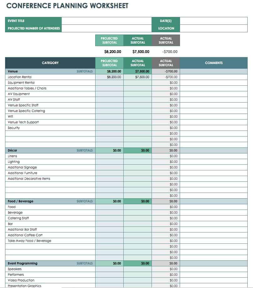 printable party budget planner
