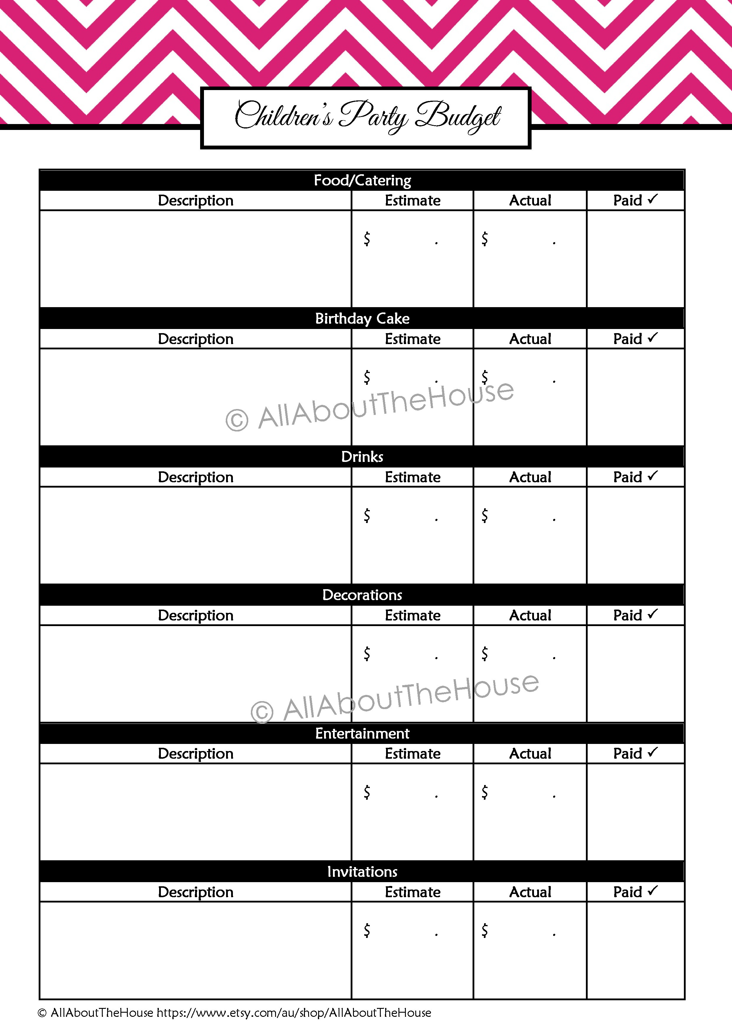 party schedule | AllAboutTheHouse Printables