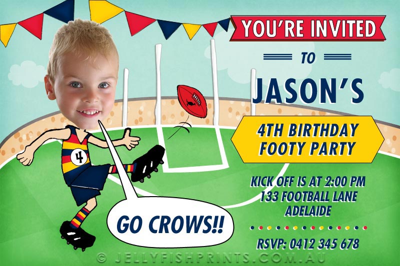 AFL birthday invitations, customise and print - Jellyfish Prints