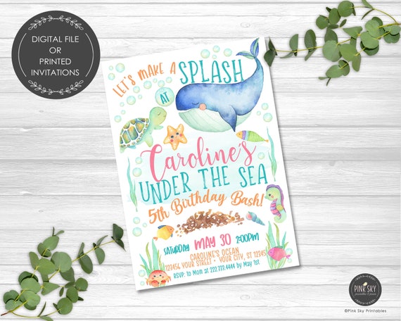 Sea Birthday Invitations, Under the Sea Girls Birthday Invitation ...