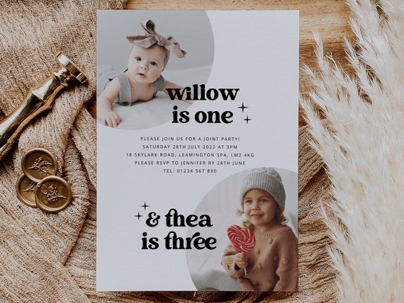 Joint Birthday Invitation Template, Sibling Birthday Invitation ...