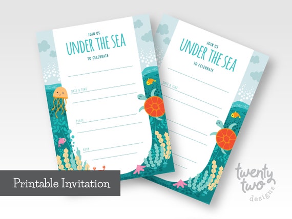 Under the Sea Birthday Invitation, Fill in the Blank Invitations ...