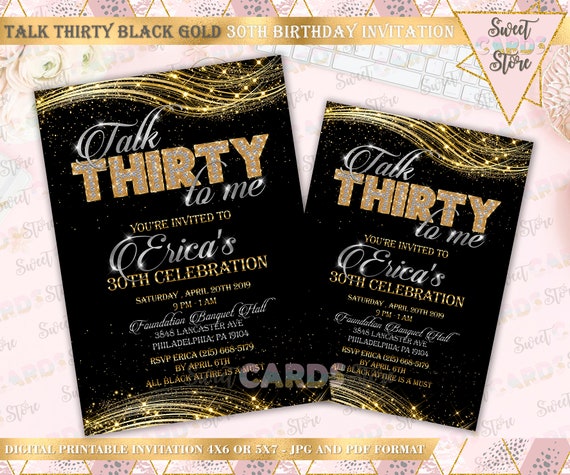 Talk Thirty to Me Printable Invitation, 30th Birthday Invitation ...