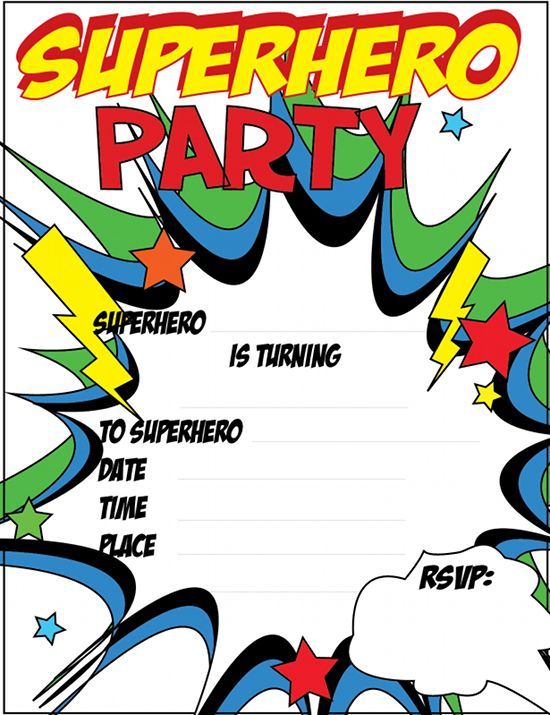 printable party invitations superhero