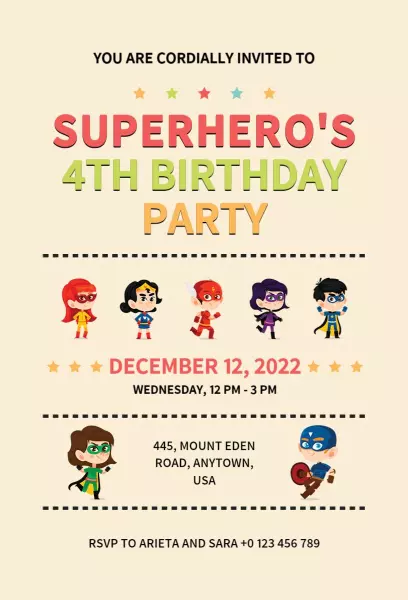 printable party invitations superhero