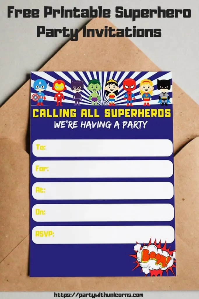printable party invitations superhero