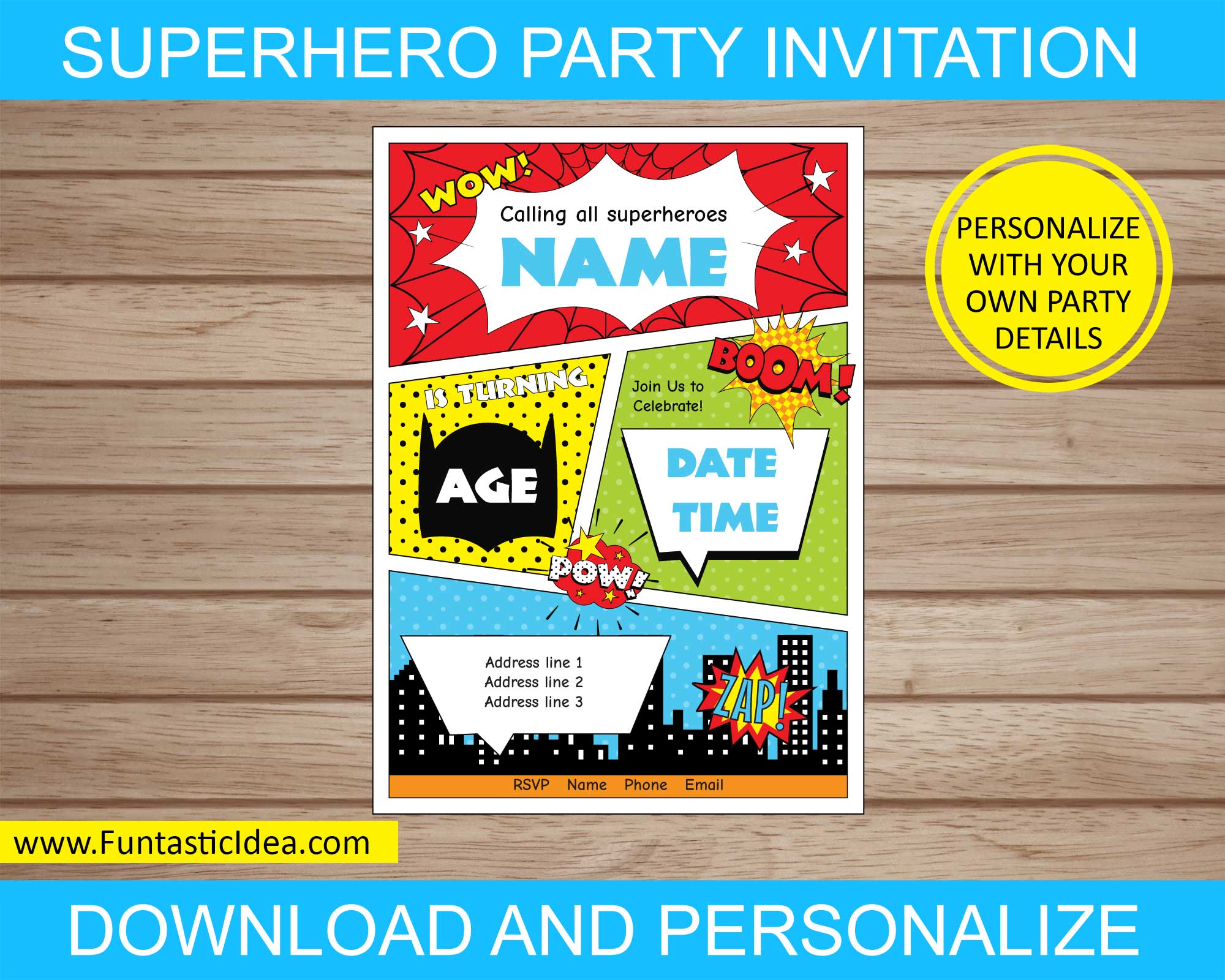 printable party invitations superhero