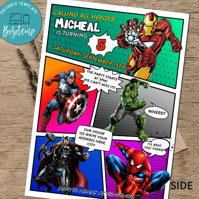 printable party invitations superhero