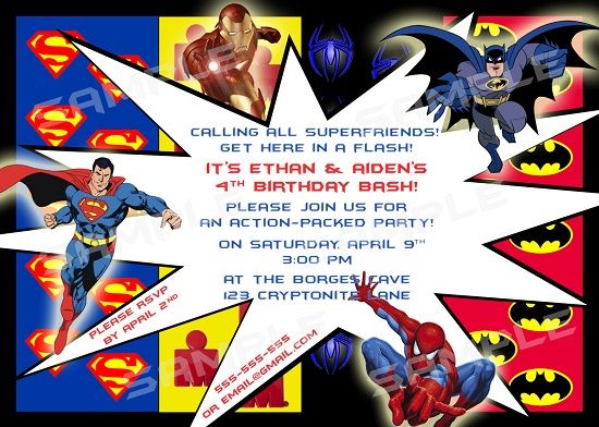 printable party invitations superhero