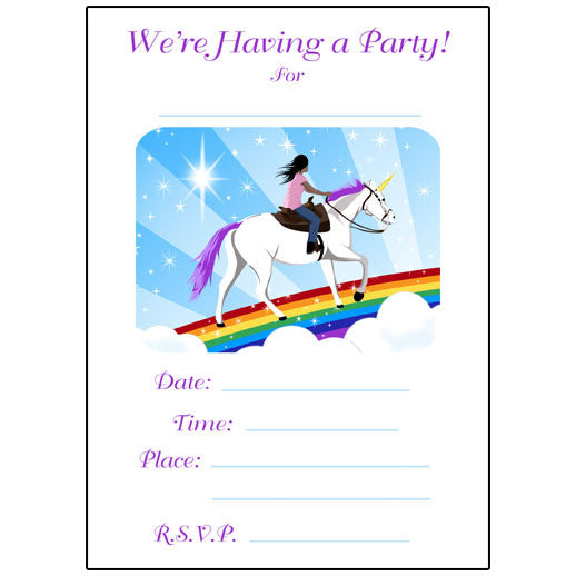 Unicorn Dreams Fill in the blank Birthday Party Invitation ...