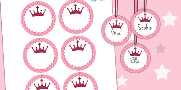 Princess Themed Birthday Party Name Tags (teacher made)