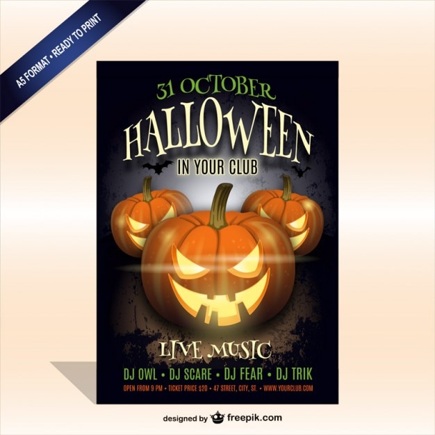 Free Vector | Printable Halloween party poster template