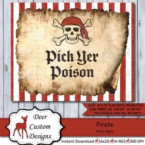 Printable Pirate Party Sign Instant Digital Download Pirate Party ...