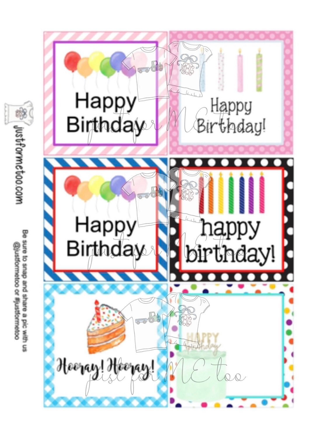 Happy Birthday Bundle Digital Tags, Printable Party Tags, Birthday ...
