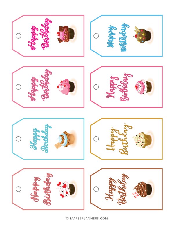 Free Printable Happy Birthday Gift Tags