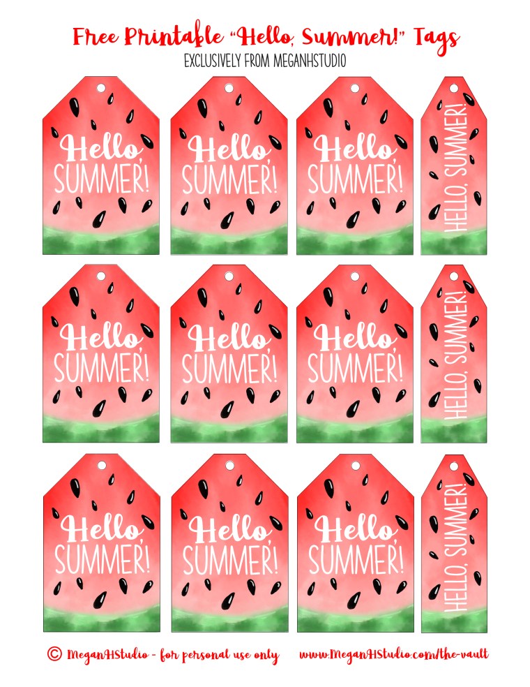 Free Printable Summer Party Tags - MeganHStudio