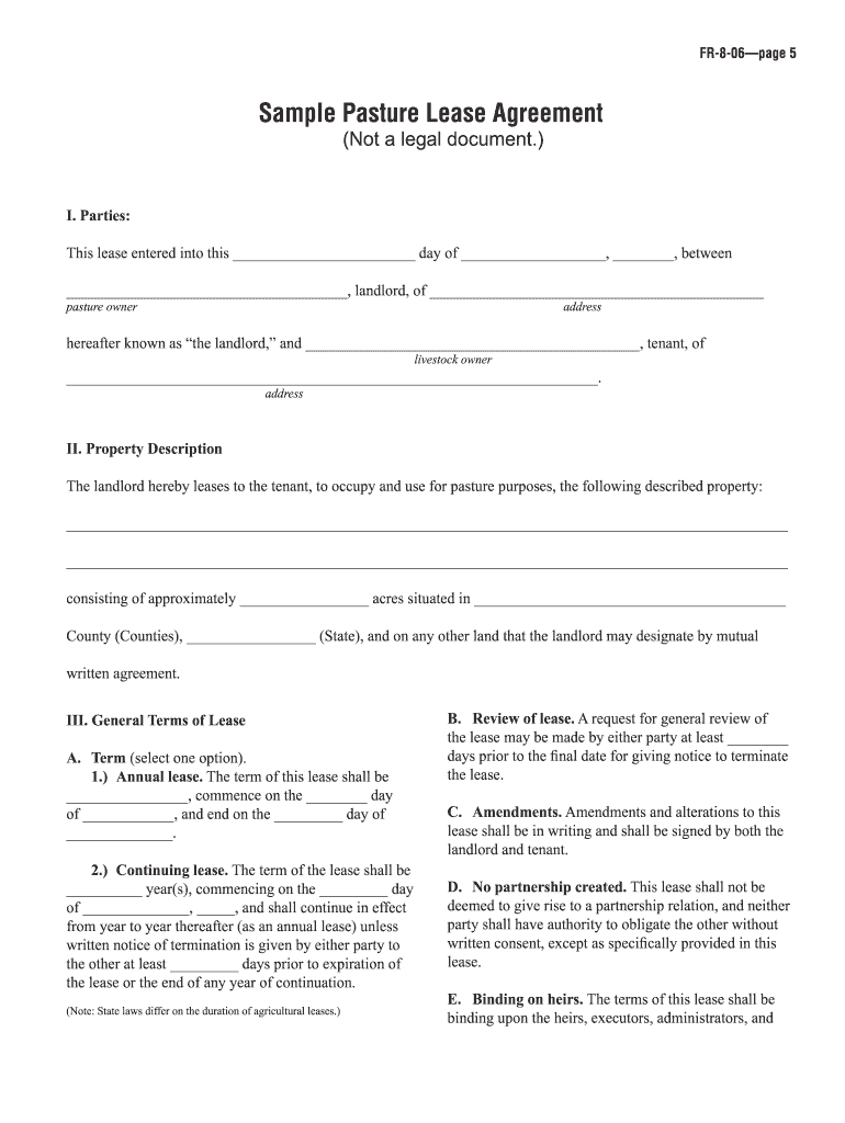 printable pasture lease agreement