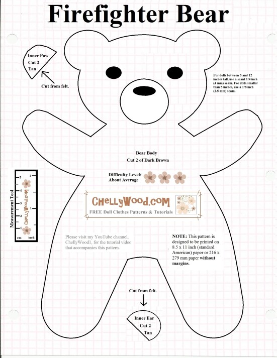 Free printable #SmokeyBear or #TeddyBear #sewing pattern ...
