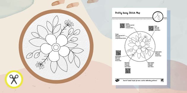 Daisy Flower Embroidery Pattern Printable PDF - Twinkl