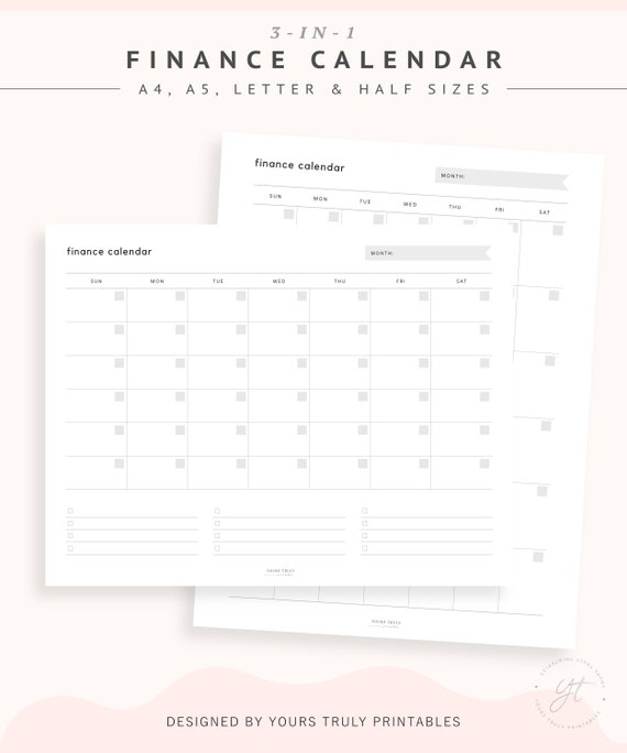 Bill Payment Calendar Printable, Financial Calendar, Bill Pay ...