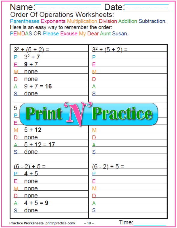 Order Of Operations Worksheets For Kids, 58% OFF