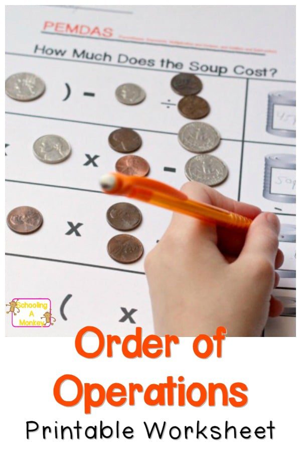 Soup Can Printable PEMDAS Worksheet for Teaching Order of Operations