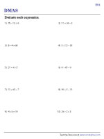 Order of Operations Worksheets