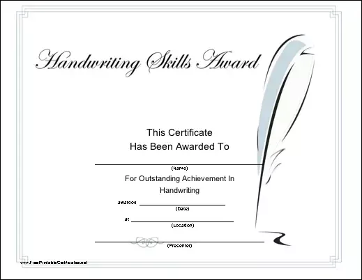 Handwriting Skill Printable Certificate