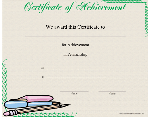 Penmanship Printable Certificate
