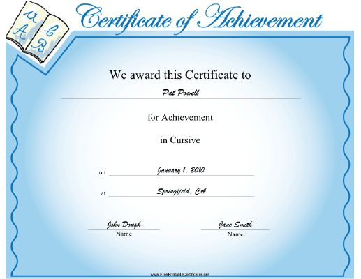 Cursive Printable Certificate