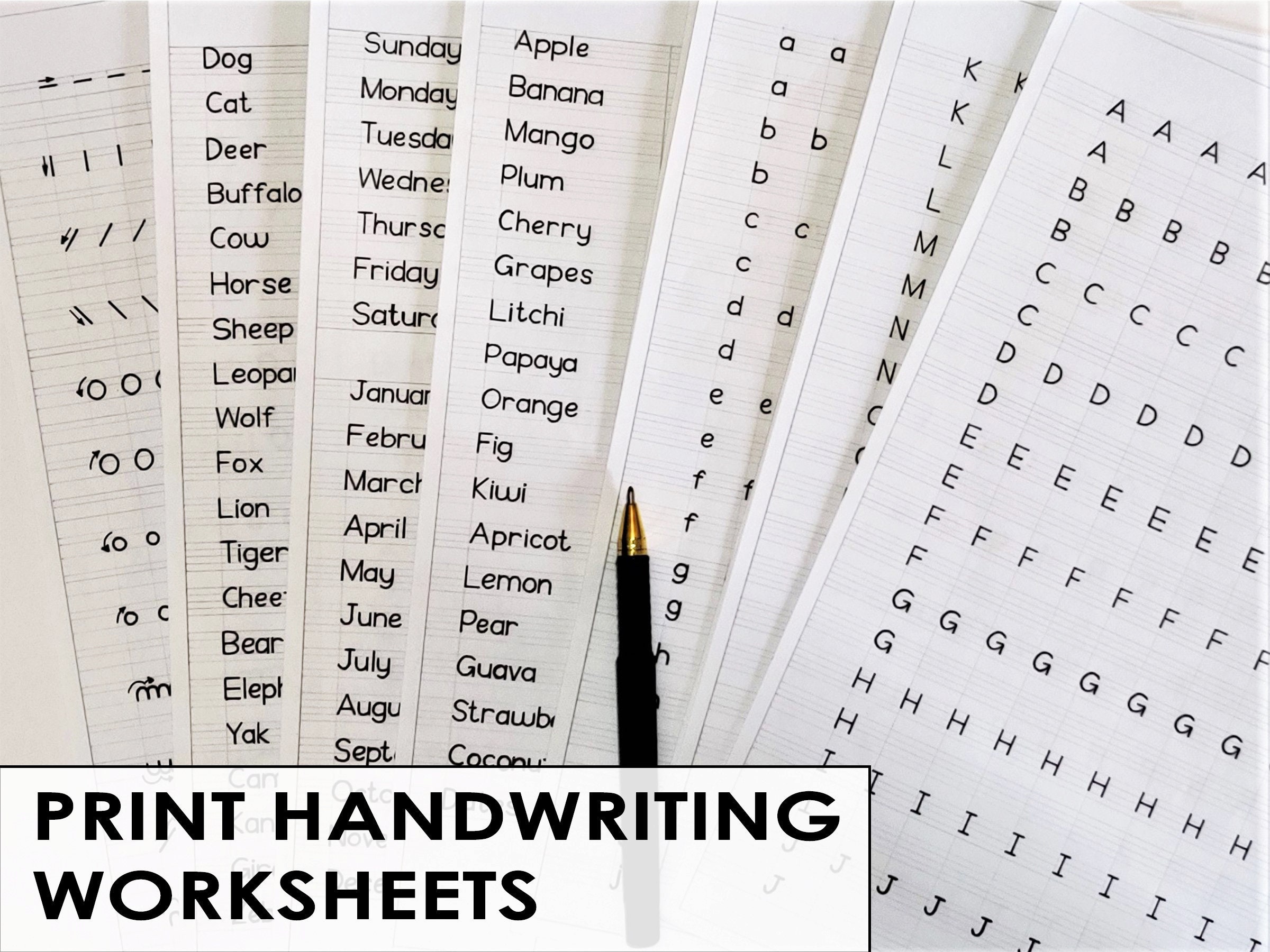 Printable Print Handwriting Worksheetsa4-12pages Uppercase ...
