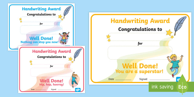 printable penmanship awards