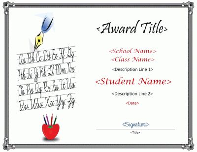 Certificate: Handwriting Award | Printable Awards And in Best ...