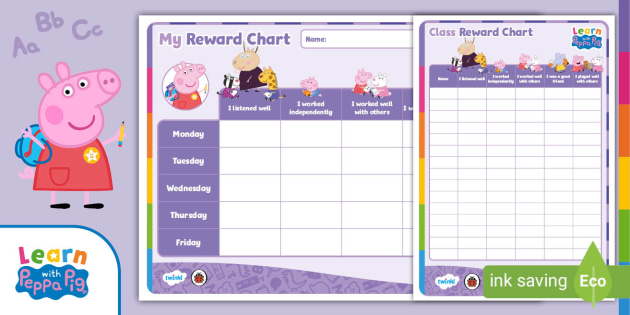 printable peppa pig potty training reward chart