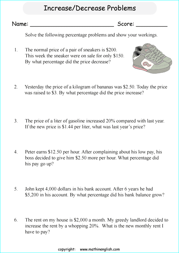 Printable primary math worksheet for math grades 1 to 6 based on ...