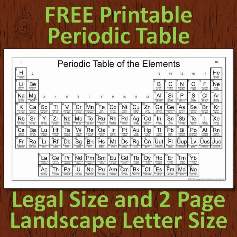 FREEBIE! Crystal Clear, Printable Periodic Table in Legal Size and ...
