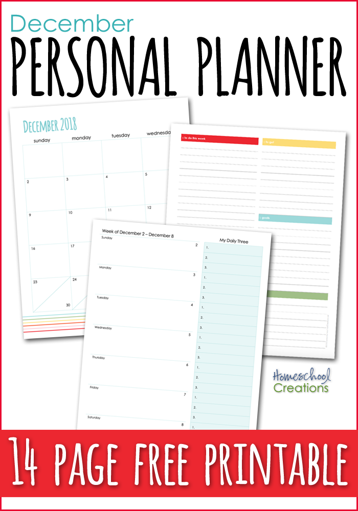 December 2018 Personal Planner - FREE Printable