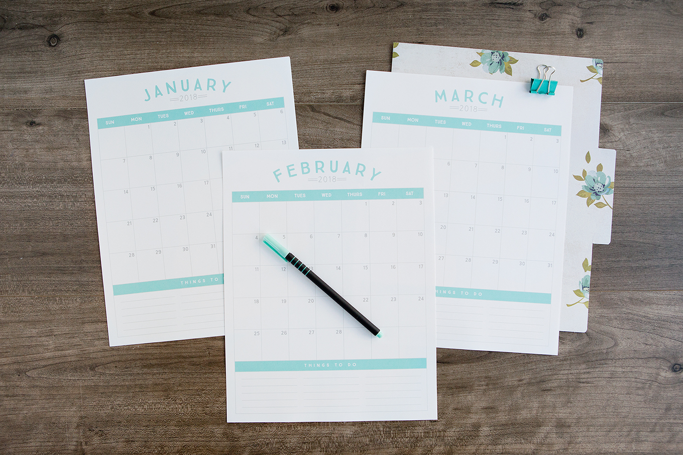 Free Printable 2018 Calendar
