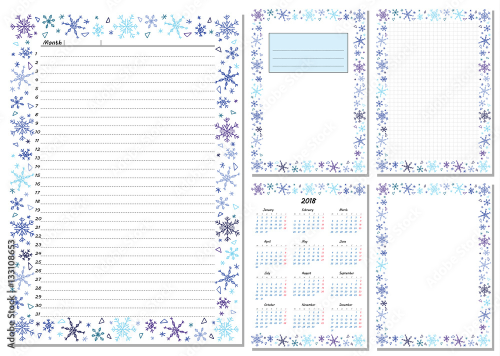 Set of pages template for daily planner. Printable, for ...