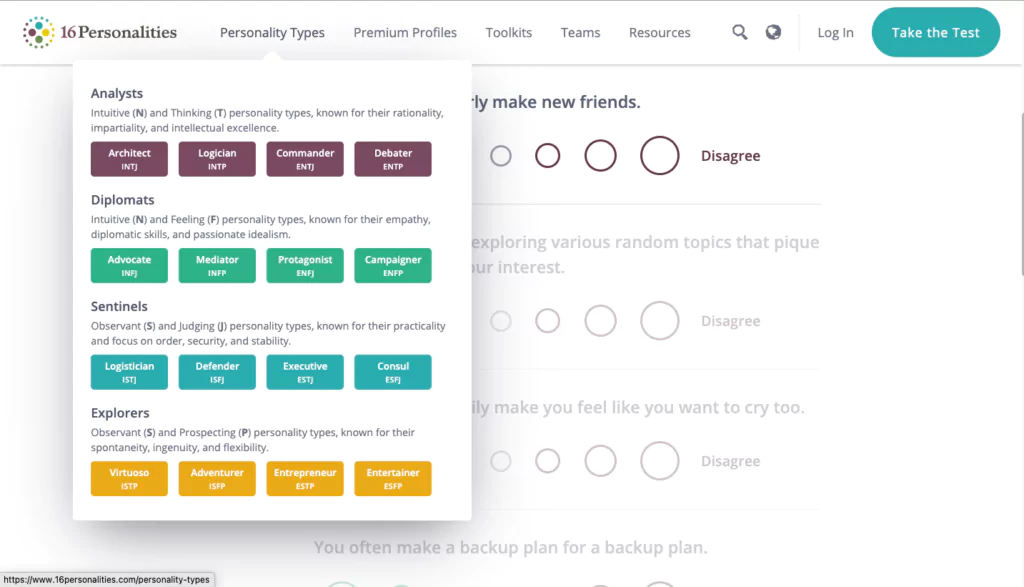 printable personality assessment test