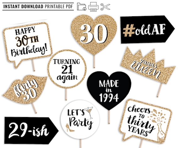 printable photo booth props 30th birthday
